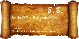Bodnár Balambér névjegykártya