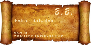 Bodnár Balambér névjegykártya